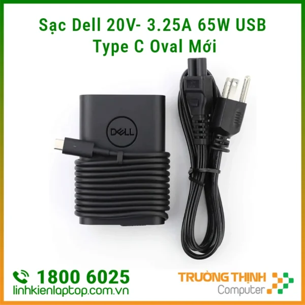 Sạc Laptop Dell 65W 20V- 3.25A USB Type C Oval