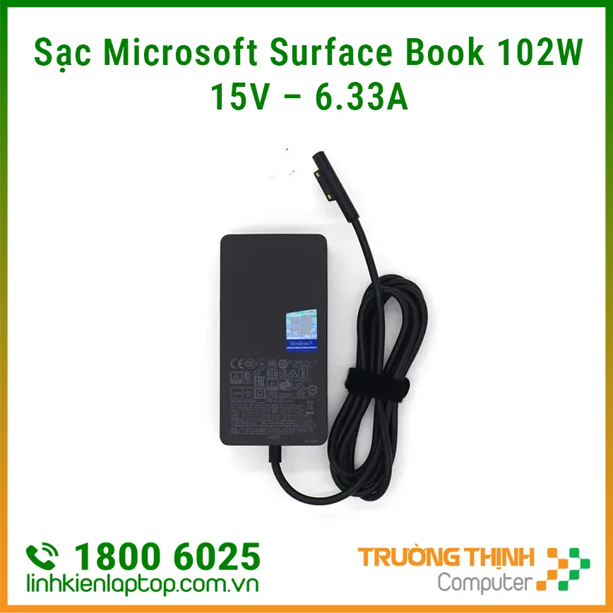 Alimentatore Originale Microsoft 102W Per Surface Laptop 1-4, Studio, Book 1/2/3