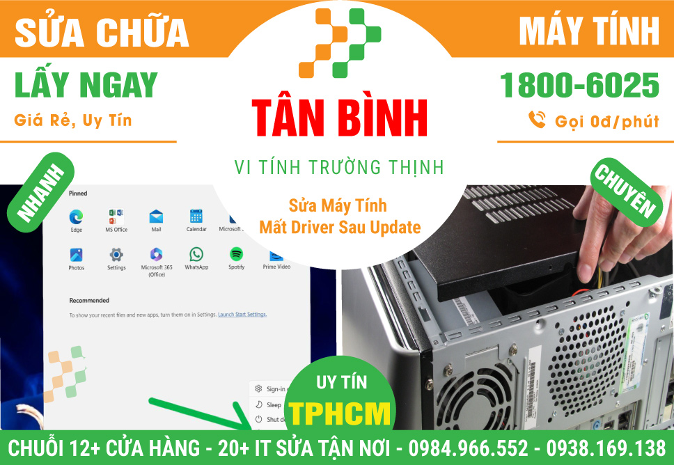Chỗ Sửa Máy Tính Bị Mất Driver Sau Update Windows Tại Quận Tân Bình