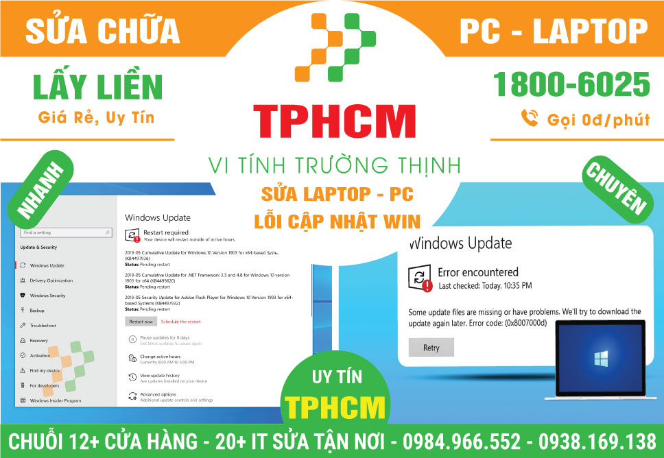 Địa Chỉ Sửa Laptop Lỗi Cập Nhật Win TPHCM