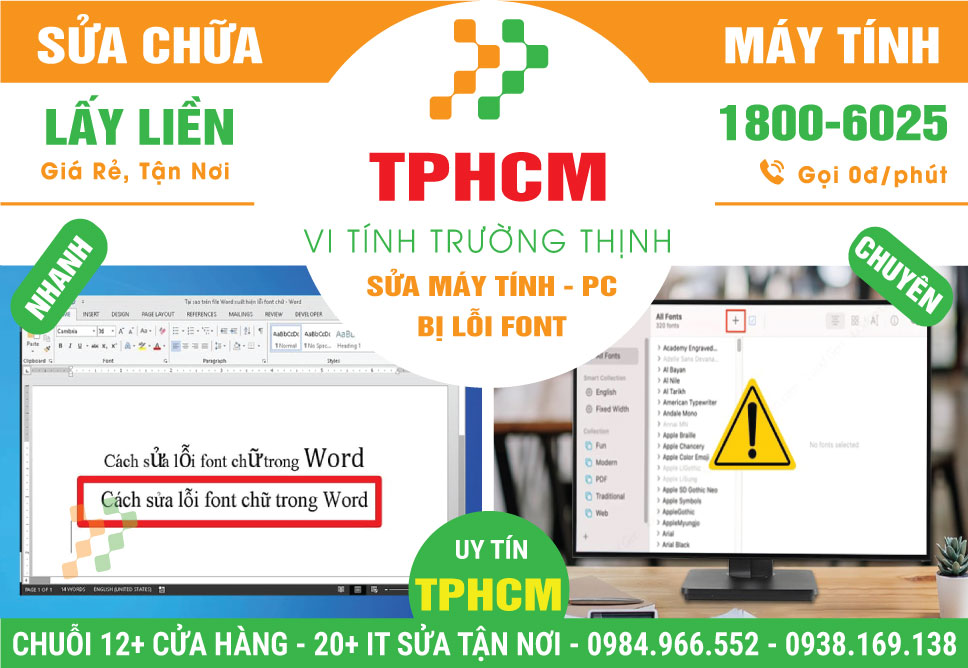 Địa Chỉ Sửa Máy Tính Bị lỗi Font TPHCM Tận Nơi