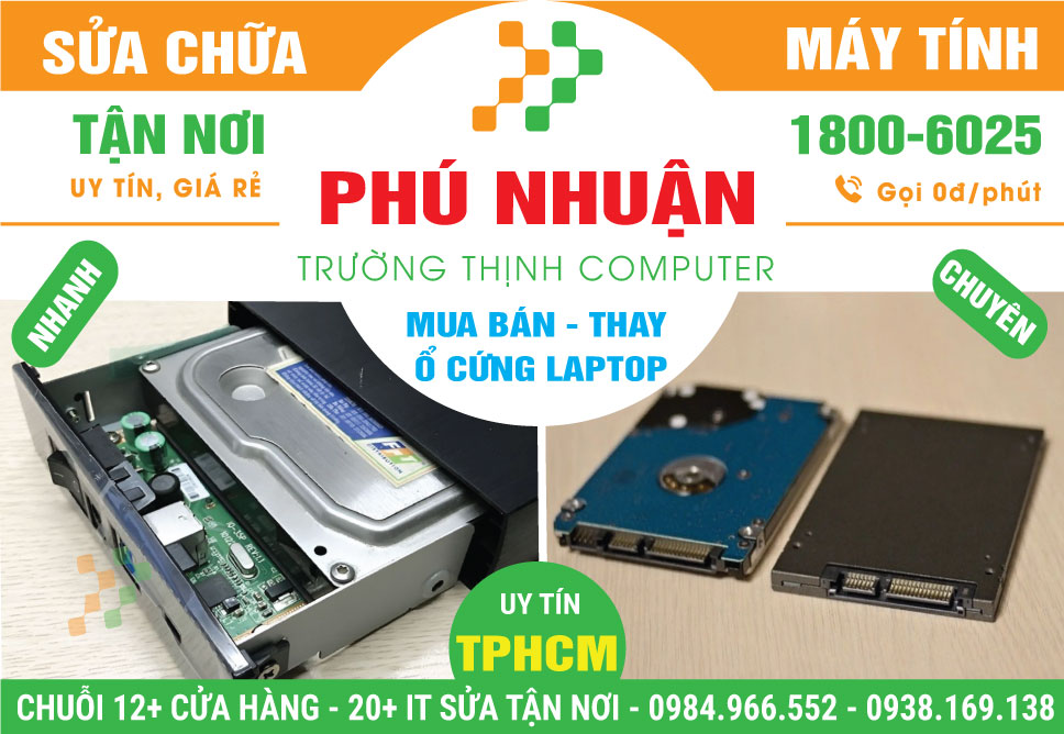 Thay Ổ Cứng Laptop Quận Phú Nhuận Tận Nhà