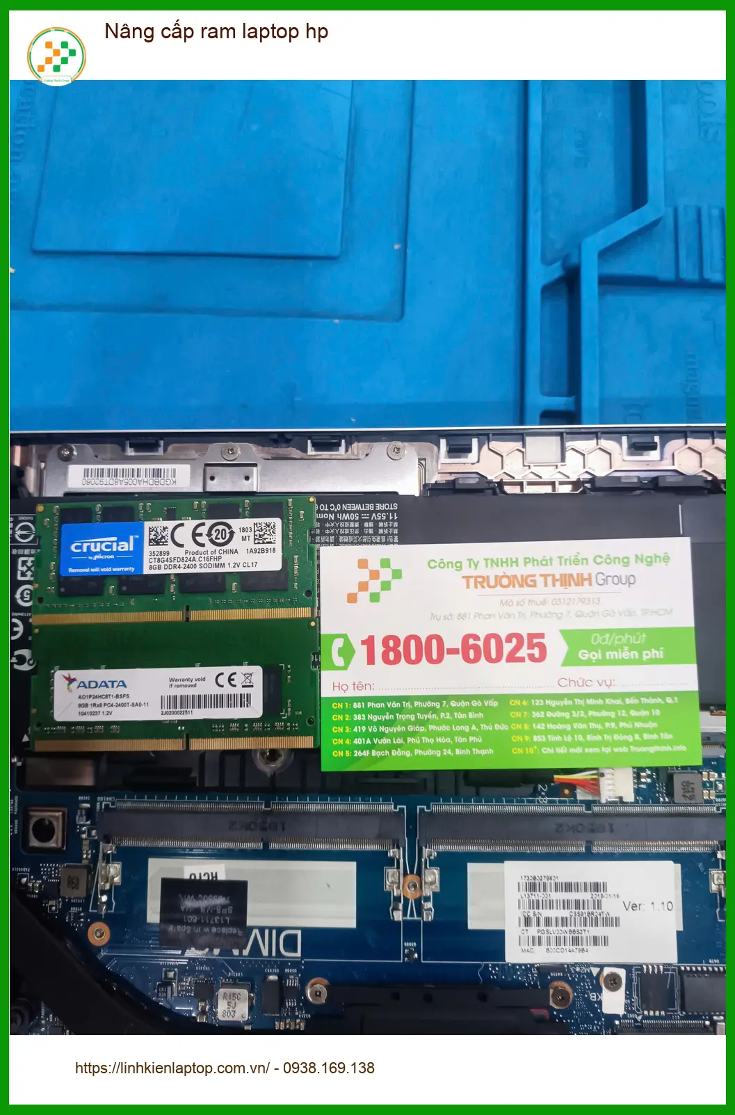 Chú Long kỹ sư phần mềm nâng cấp ram laptop hp Quận Tân Phú lấy liền ảnh thực tế 1