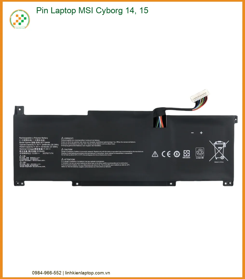 Pin Laptop MSI Cyborg 14, 15 - Thay Pin Chính Hãng, Lấy Liền Tại TPHCM