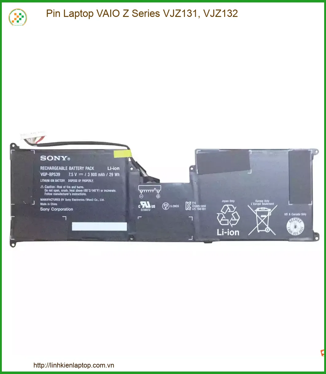 Pin Laptop VAIO Z Series VJZ131, VJZ132 - Thay Lấy Liền, Chính Hãng, Giá Tốt