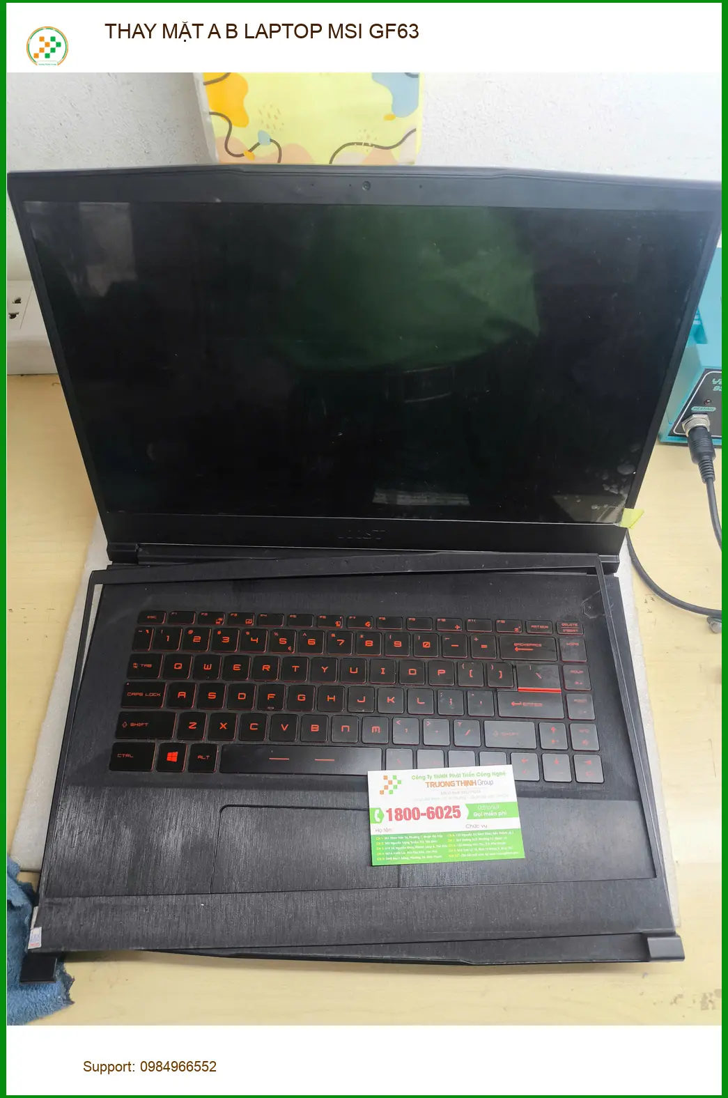 Dịch vụ thay mặt A B laptop MSI GF63 Quận Gò Vấp - Chị Vân kế toán lo lắng nắp lưng. ảnh thực tế 1