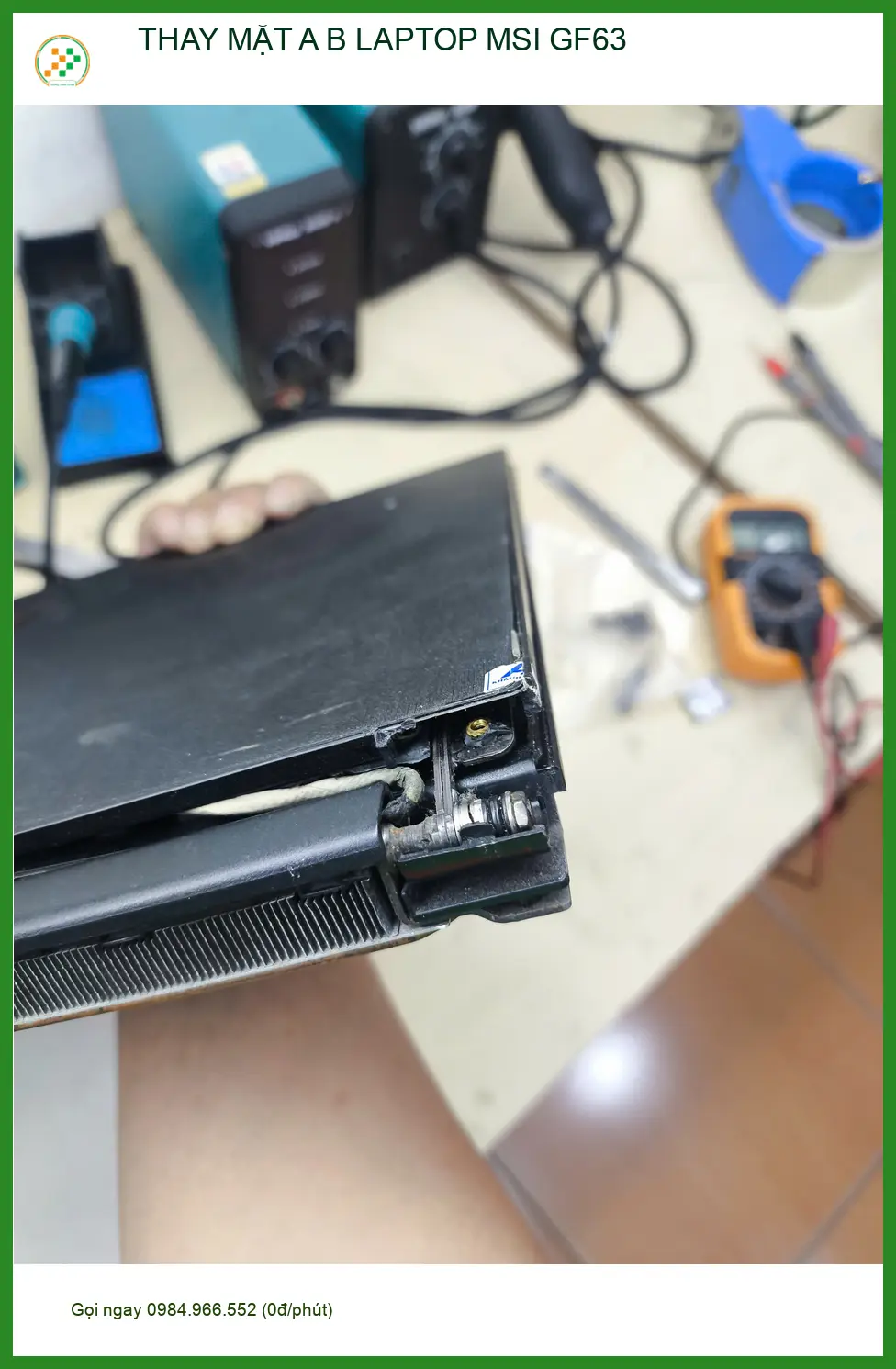 Dịch vụ thay mặt A B laptop MSI GF63 Quận Gò Vấp - Chị Vân kế toán lo lắng nắp lưng. ảnh thực tế 2