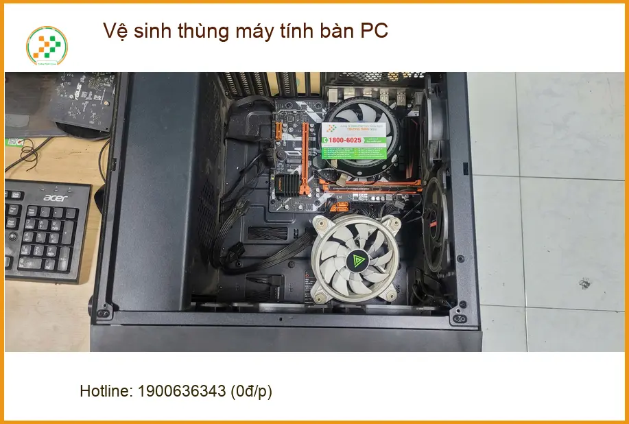 Dịch vụ vệ sinh thùng máy tính bàn PC Quận Bình Tân - Chị Thuý lo máy nóng ảnh thực tế 2