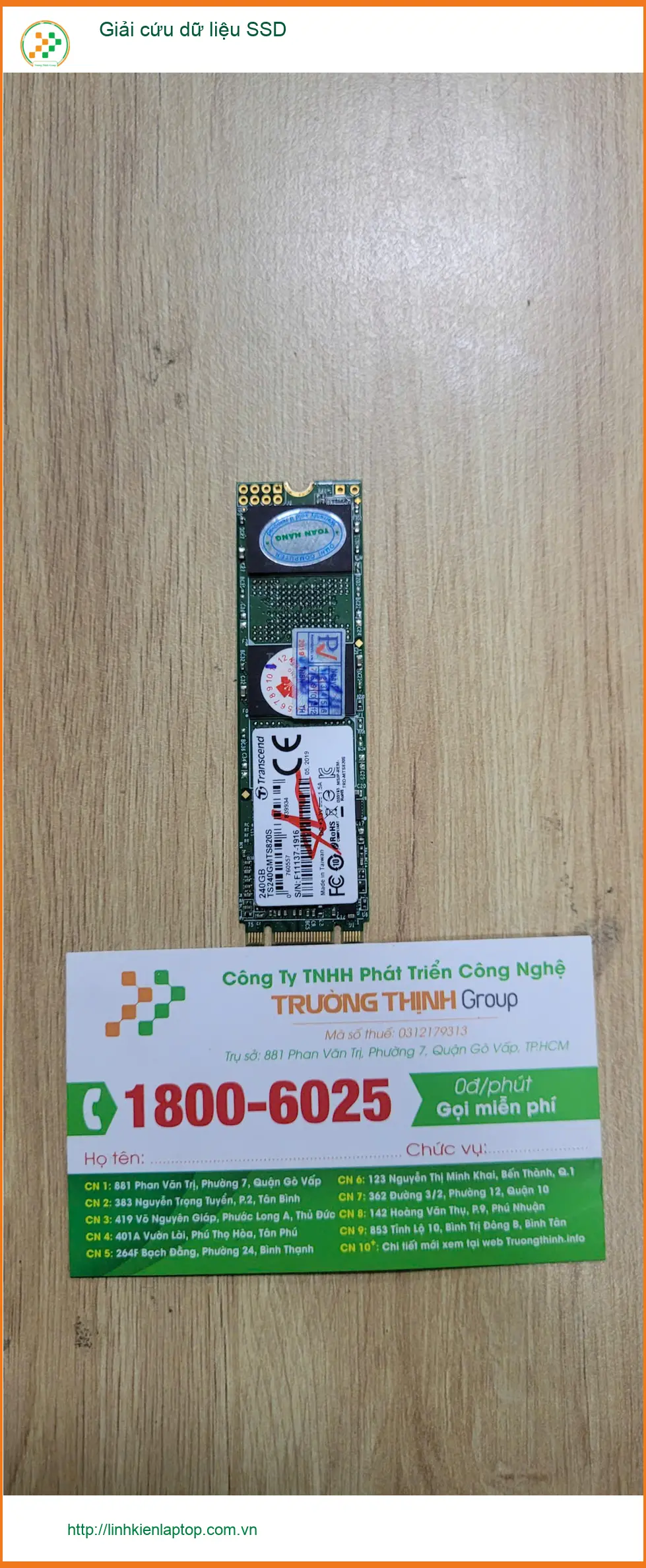 Chị Thanh mất dữ liệu SSD - Dịch vụ Giải cứu SSD Quận Bình Tân Uy tín ảnh thực tế 1