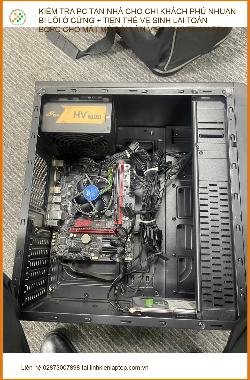 Chị Diệu ở Phú Nhuận cần kiểm tra PC lỗi ổ cứng và vệ sinh tận nhà ảnh thực tế 1
