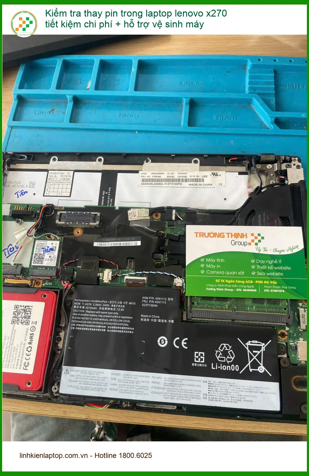 Anh Quân review dịch vụ thay pin laptop Lenovo X270 + vệ sinh máy Quận Phú Nhuận ảnh thực tế 1
