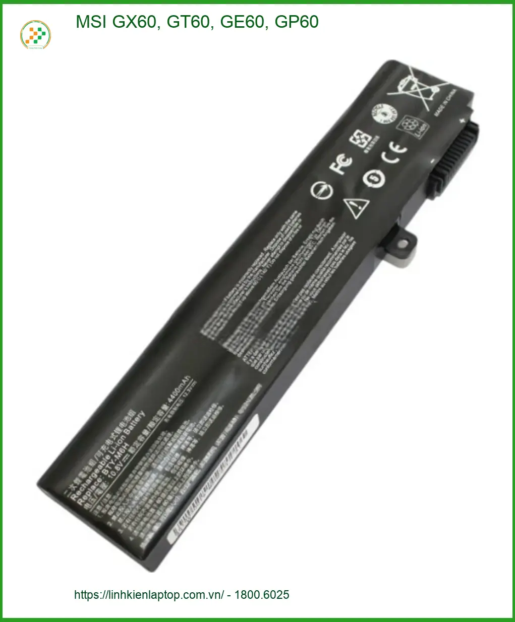 Pin Laptop MSI GX60, GT60, GE60, GP60 - Thay Pin Lấy Liền TPHCM