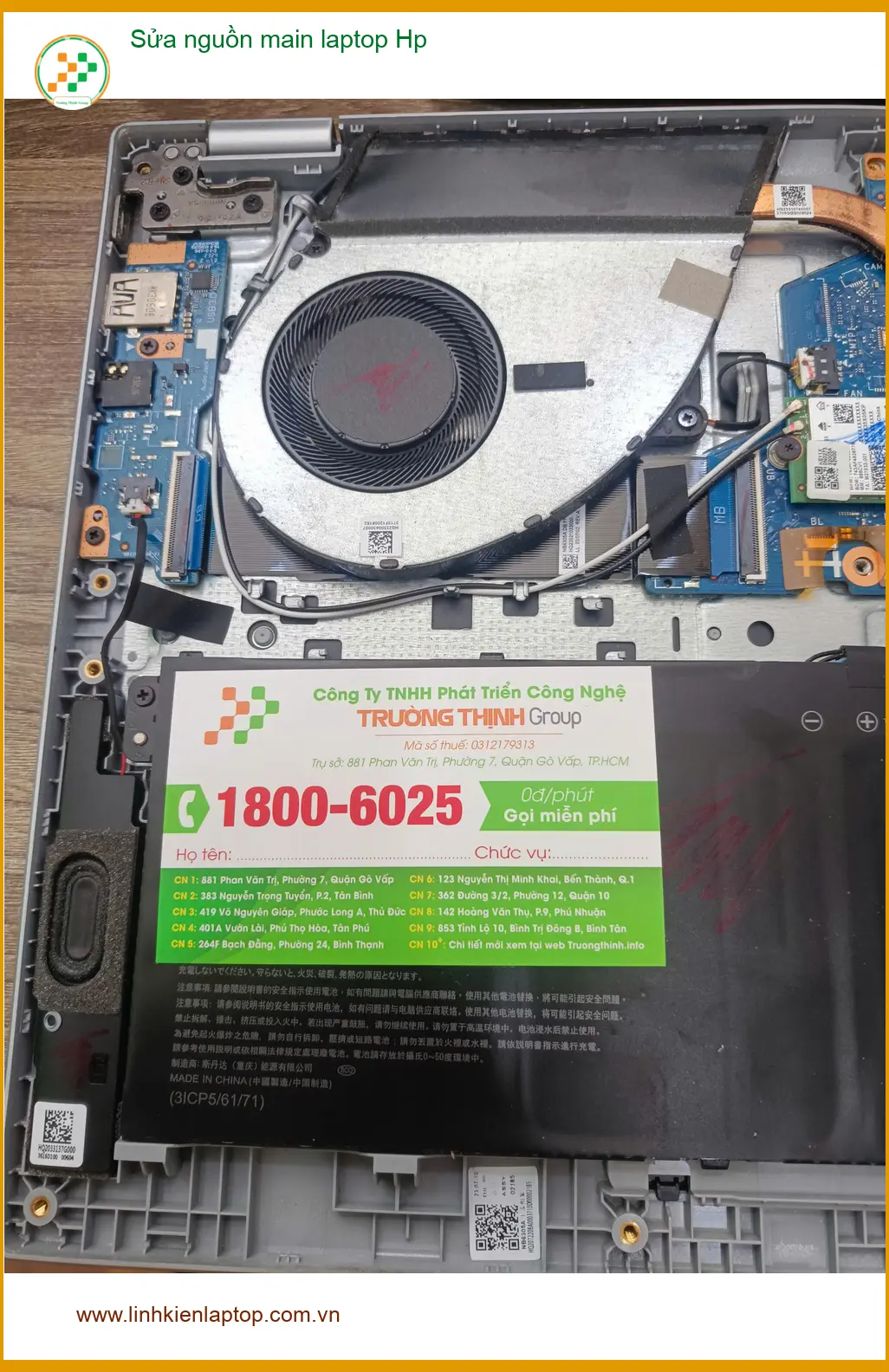 Dịch vụ sửa nguồn main laptop Hp Quận Tân Phú - Anh Quang xử lý lỗi nguồn ảnh thực tế 1