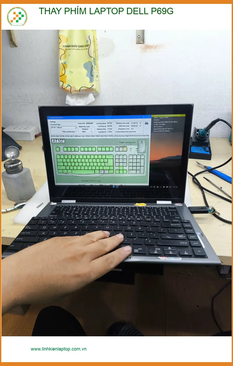 Anh Tùng kiến trúc sư thay phím laptop DELL P69G Quận Gò Vấp - Lấy liền chỉ 30 phút ảnh thực tế 1