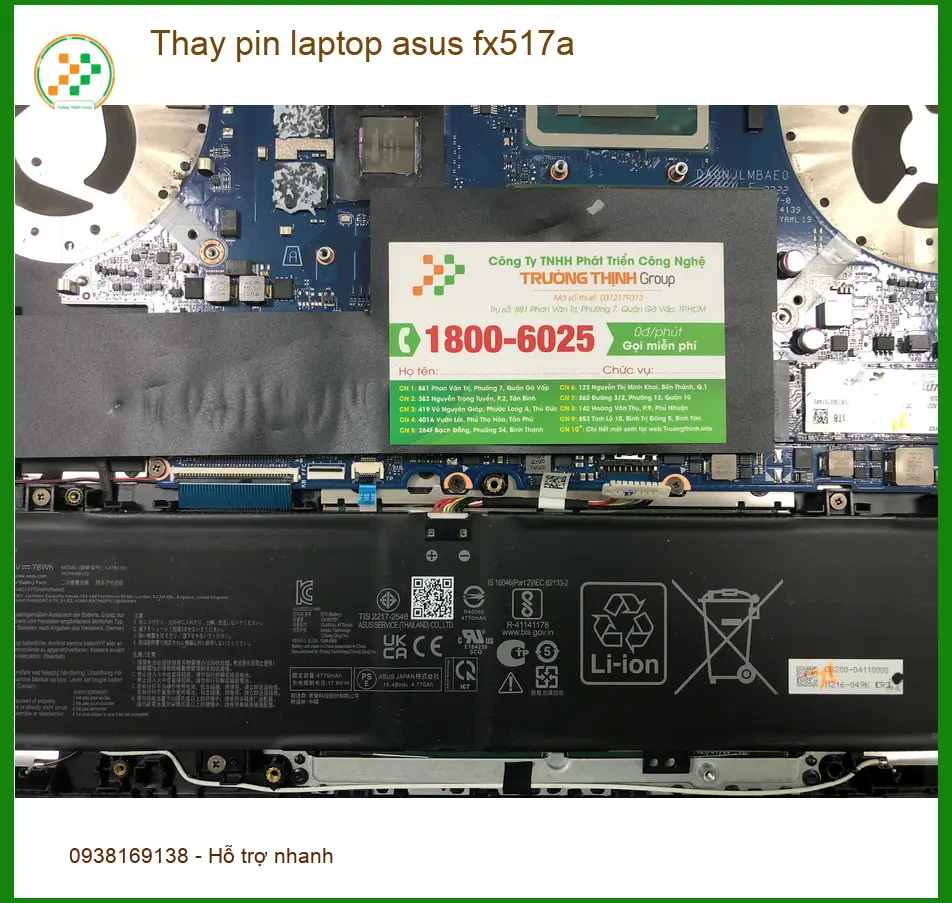 Tiệm Thay pin laptop Asus FX517A Quận Bình Tân - Ca của Anh Minh ảnh thực tế 1