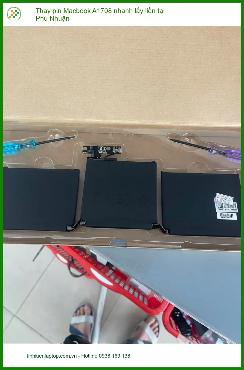 Tiệm Thay pin MacBook A1708 nhanh lấy liền ở Phú Nhuận - Anh Long review ảnh thực tế 1