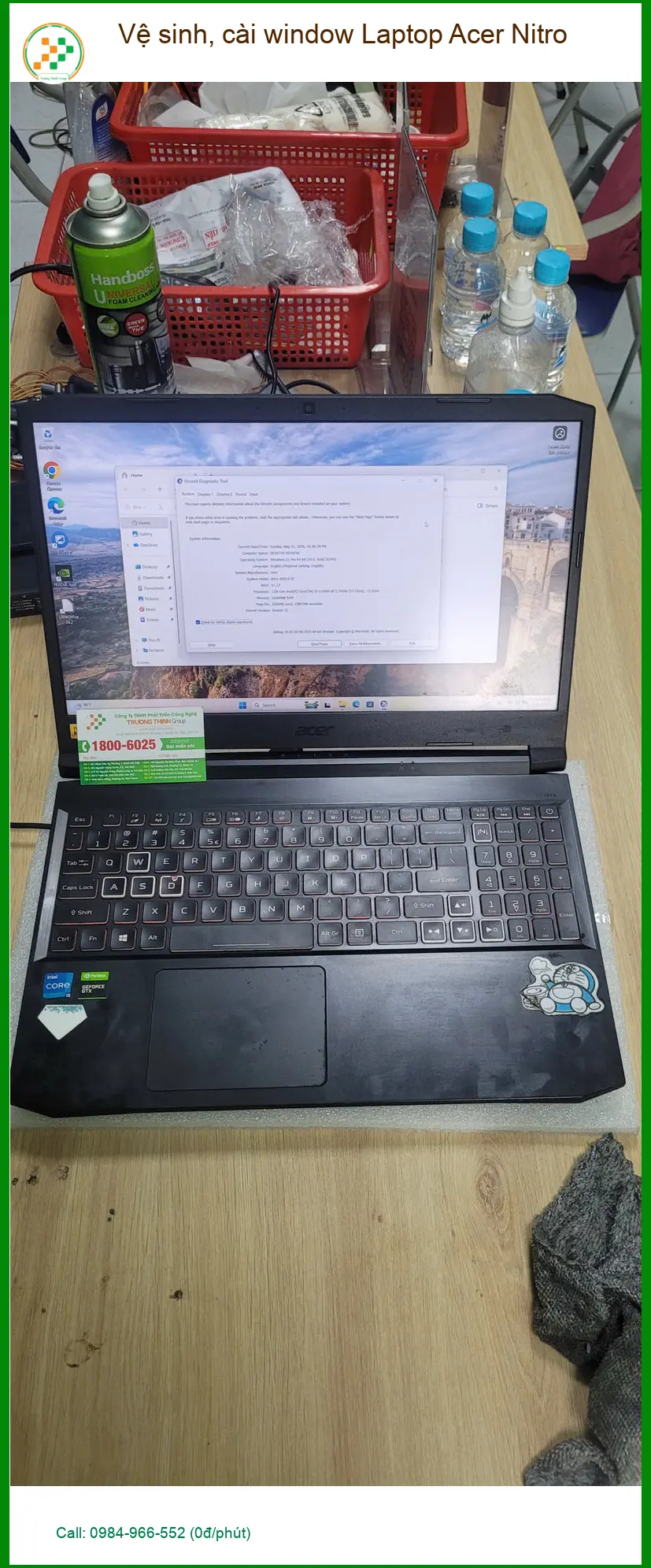 Chị Trâm, kế toán, review dịch vụ cài Win, vệ sinh Laptop Acer Nitro Bình Tân ảnh thực tế 1