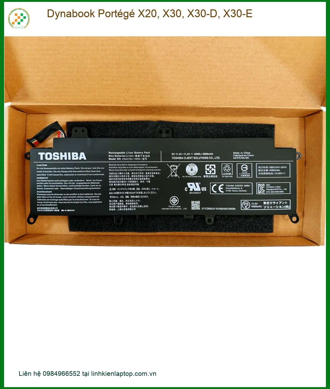 Pin Laptop Dynabook Portégé X20 X30 X30-D X30-E - Thay Lấy Liền Giá Rẻ Tại TPHCM