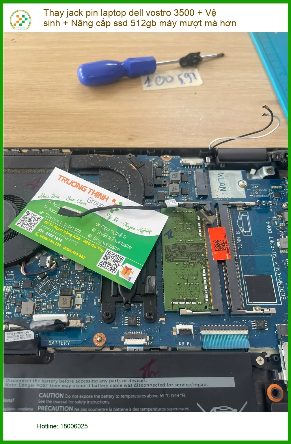 Chị Thảo: Nâng cấp Dell Vostro 3500 (Thay pin, vệ sinh, SSD) tại Phú Nhuận ảnh thực tế 1
