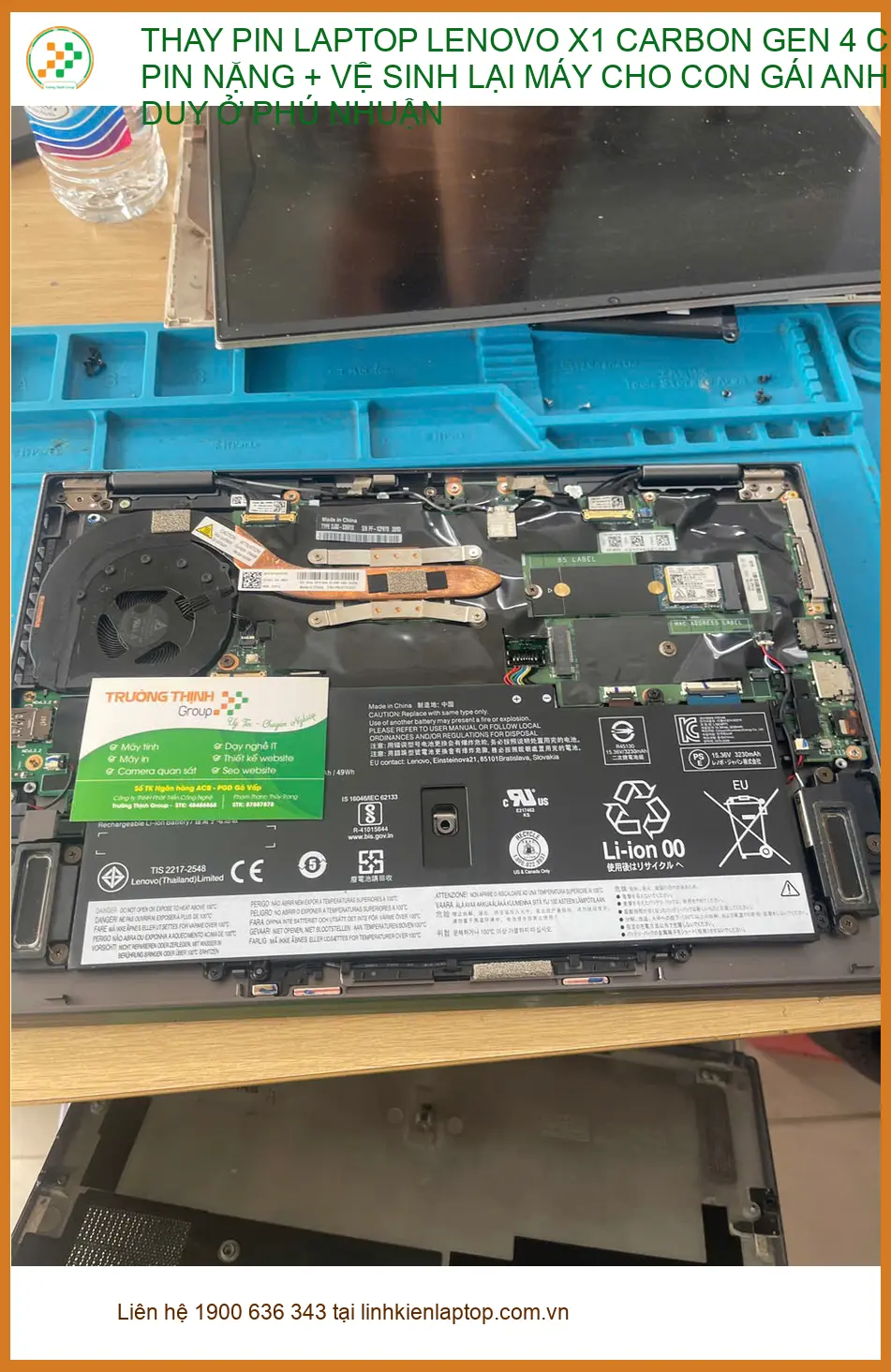Dịch vụ thay pin laptop Lenovo X1 Carbon Gen 4 - Vệ sinh tận nơi cho chú Bảo ở Phú Nhuận ảnh thực tế 1