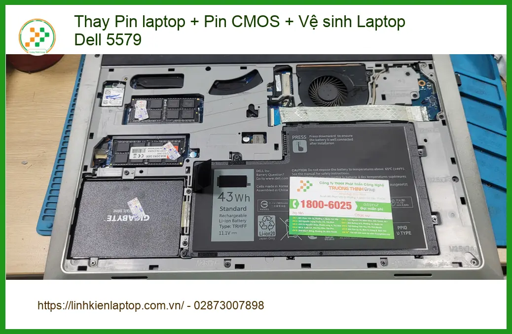 Laptop yếu pin, nóng máy - Anh Khoa tìm thay pin, vệ sinh Dell 5579 Bình Tân ảnh thực tế 1
