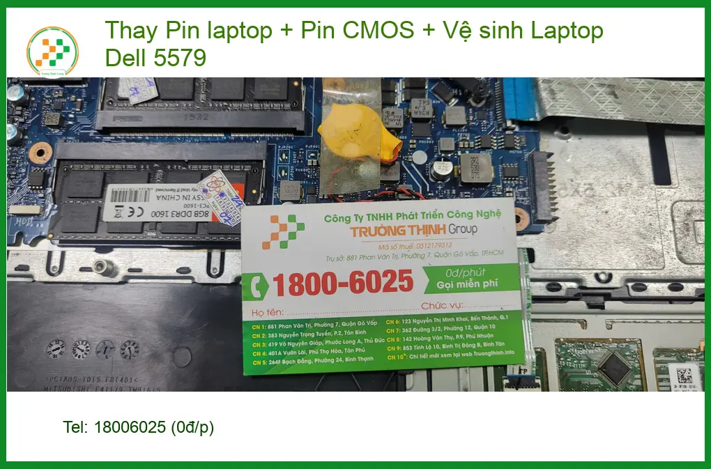 Laptop yếu pin, nóng máy - Anh Khoa tìm thay pin, vệ sinh Dell 5579 Bình Tân ảnh thực tế 2