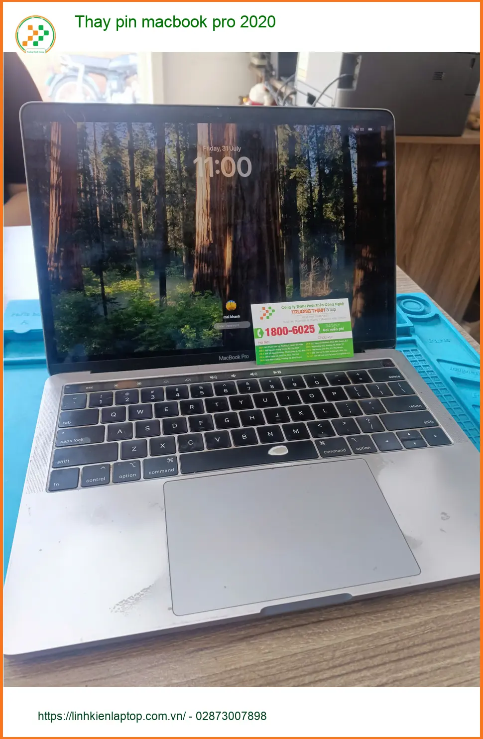 Cô Thanh kế toán ở Quận Tân Phú tìm nơi thay pin Macbook Pro 2020 uy tín ảnh thực tế 1
