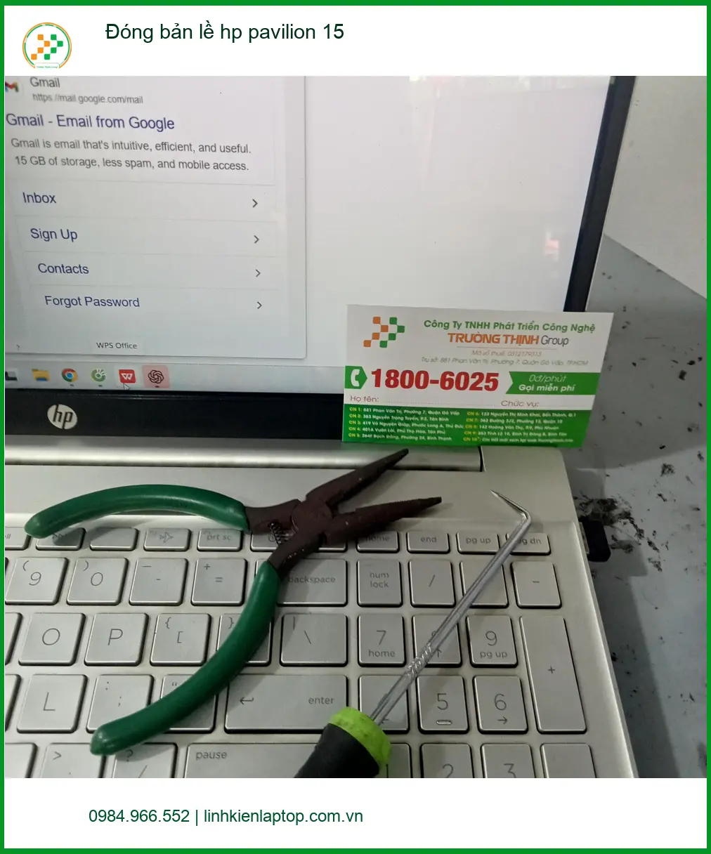 Địa điểm đóng bản lề HP Pavilion 15 Quận Tân Bình uy tín - Chị Ngọc tư vấn ảnh thực tế 1