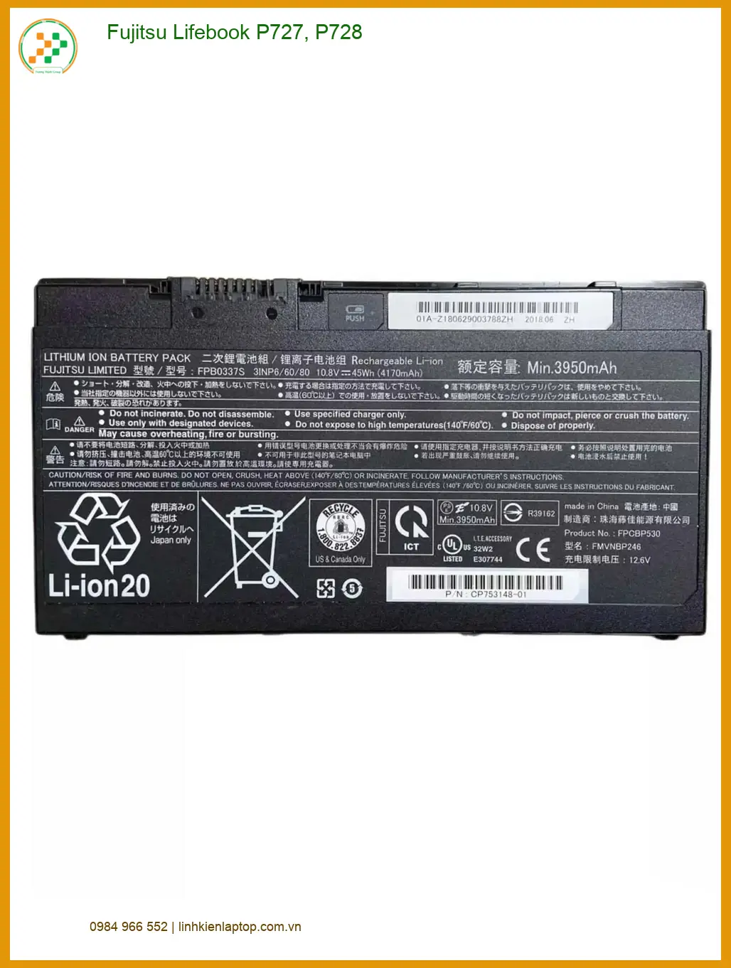 Pin Laptop Fujitsu Lifebook P727 P728 - Thay Nhanh Tại TPHCM Giá Rẻ