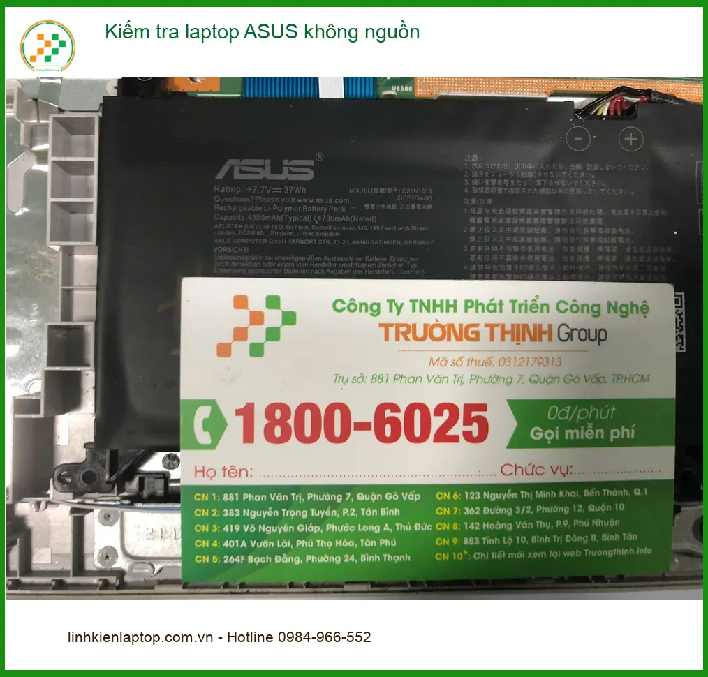 Anh Đức kiểm tra laptop ASUS không nguồn Quận Bình Tân lấy liền ảnh thực tế 1