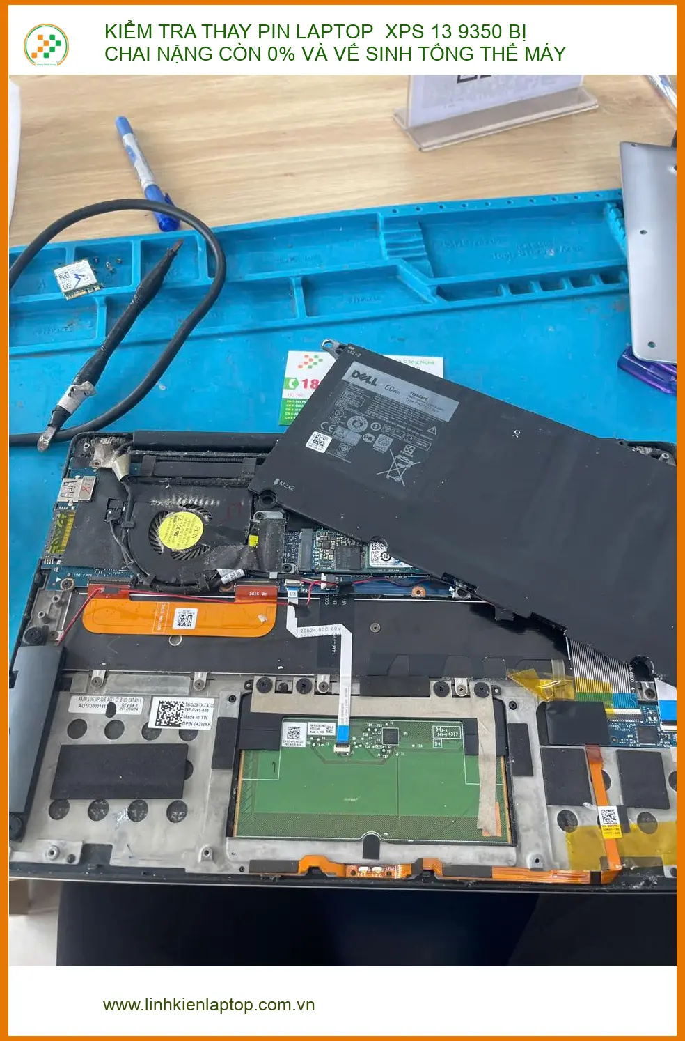 Anh Phước ở Quận Phú Nhuận thay pin, vệ sinh laptop XPS 13 9350 ảnh thực tế 1