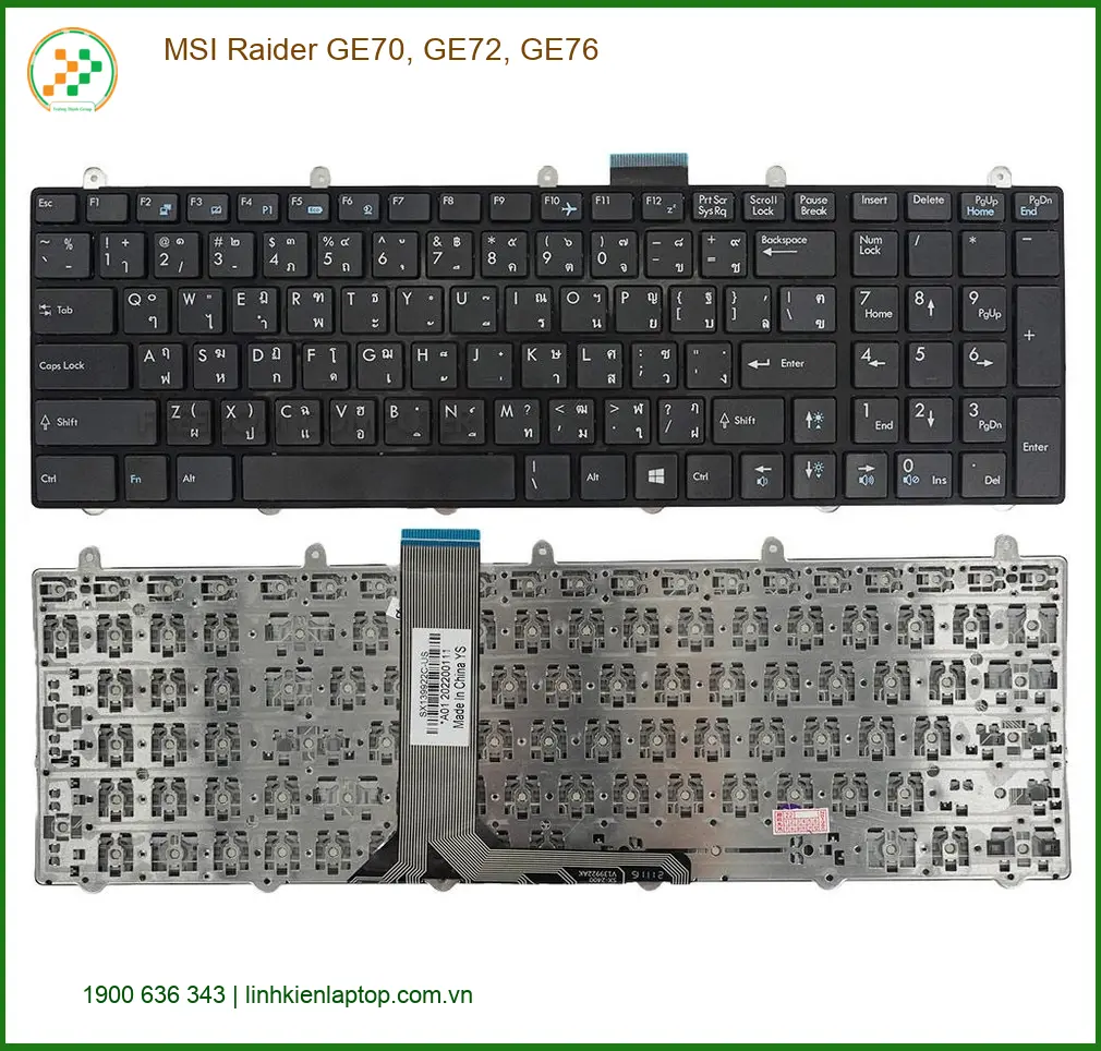 Bàn phím Laptop MSI Raider GE70 GE72 GE76 - Thay Lấy Liền TPHCM Giá Rẻ