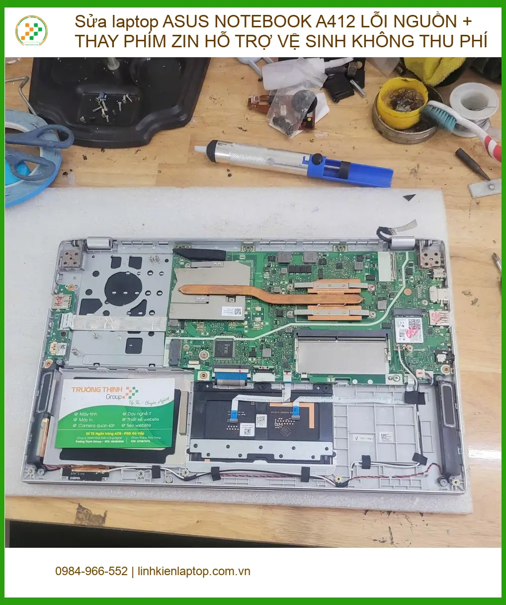 Anh Tấn kiểm toán sửa laptop ASUS A412 lỗi nguồn, thay phím zin Quận Phú Nhuận ảnh thực tế 1