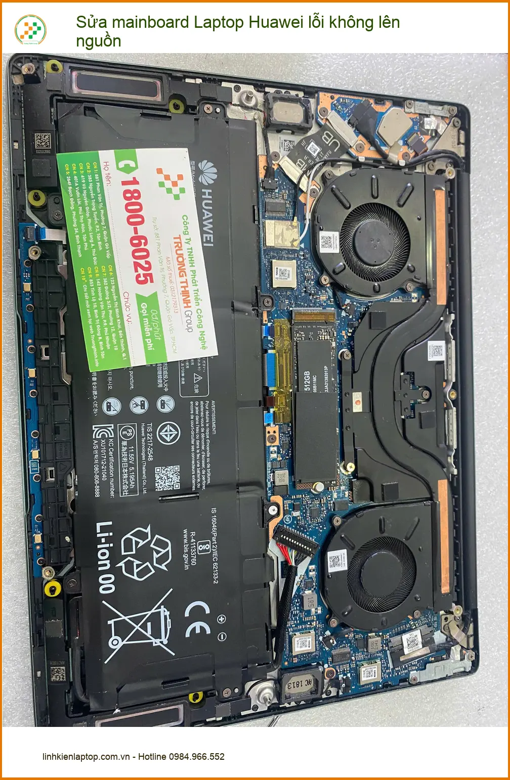 Anh Đạt cần sửa mainboard Laptop Huawei lỗi không lên nguồn Quận 7 ảnh thực tế 1