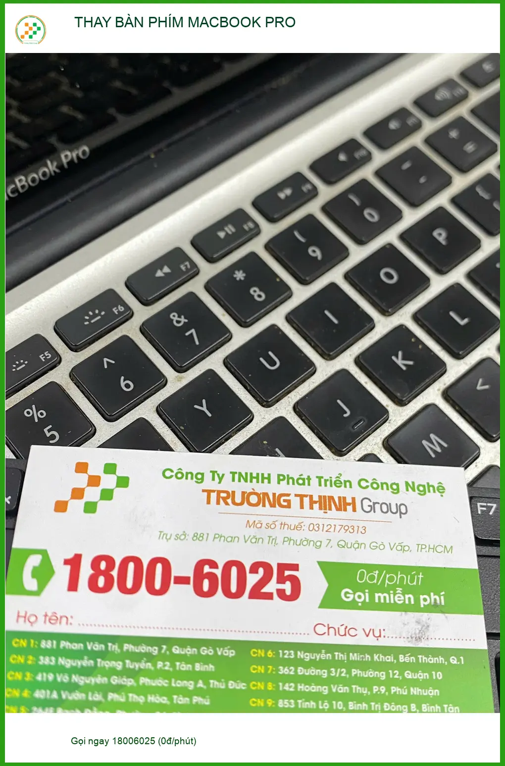 Anh Phong nhân viên marketing thay bàn phím MacBook Pro Quận 12 lấy ngay ảnh thực tế 2