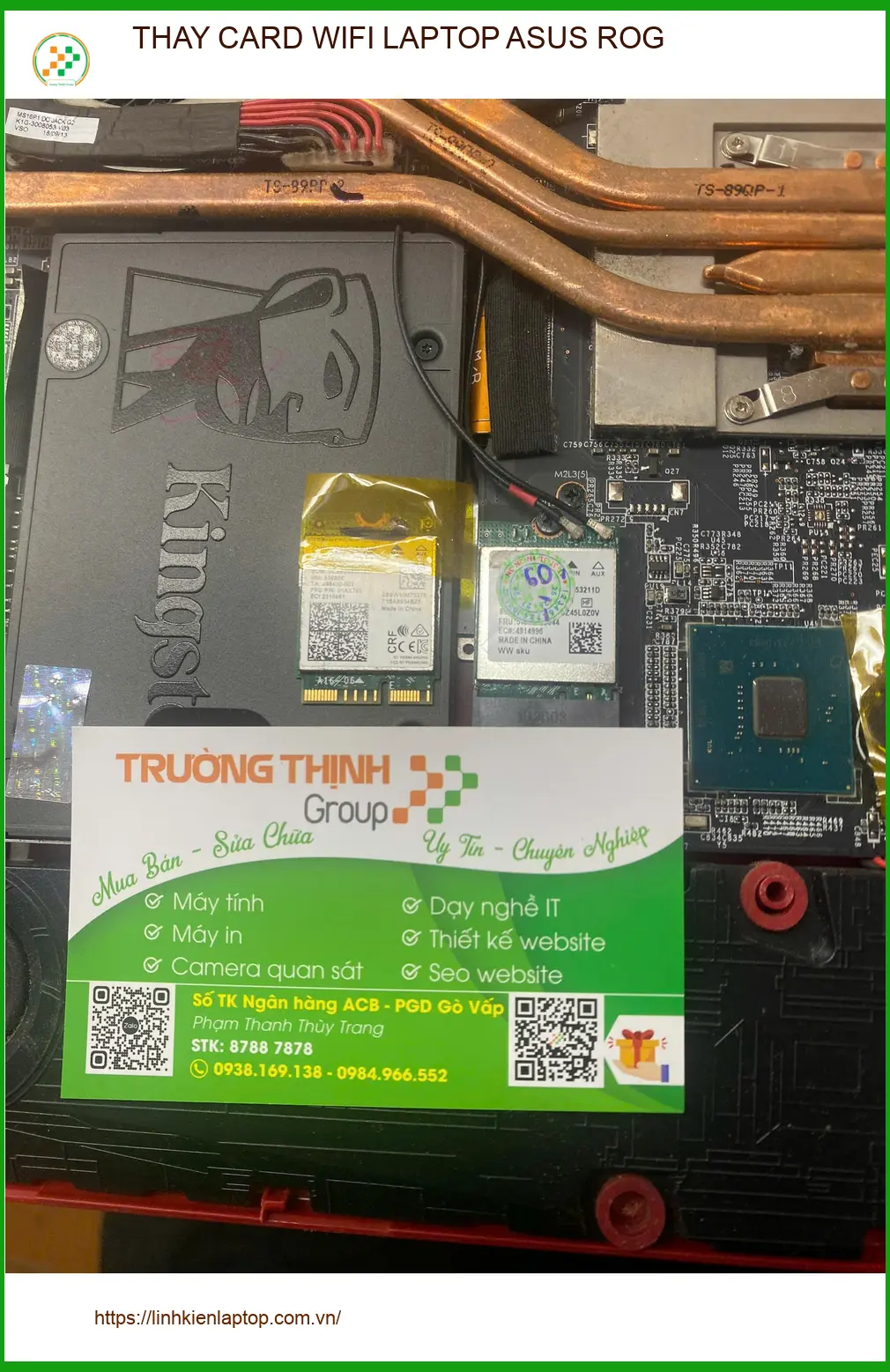Anh Khải nhân viên IT tự thay card wifi laptop Asus ROG tại Gò Vấp ảnh thực tế 1