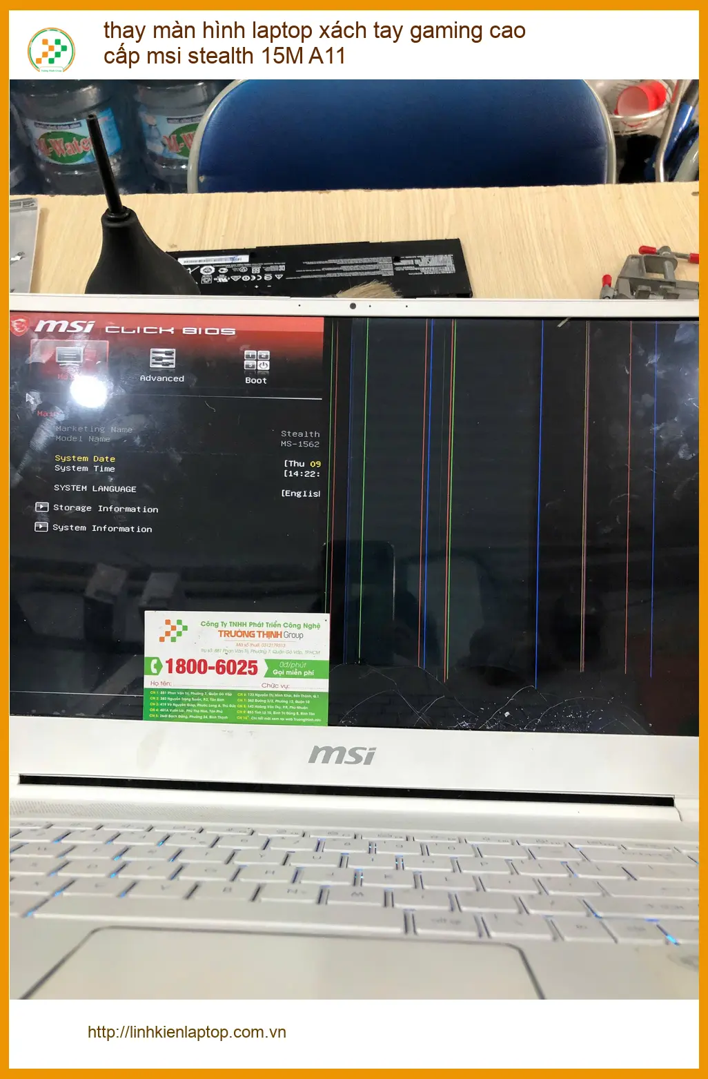Bạn An cần thay màn hình laptop MSI Stealth 15M A11 tại Bình Thạnh - Lấy liền ảnh thực tế 1