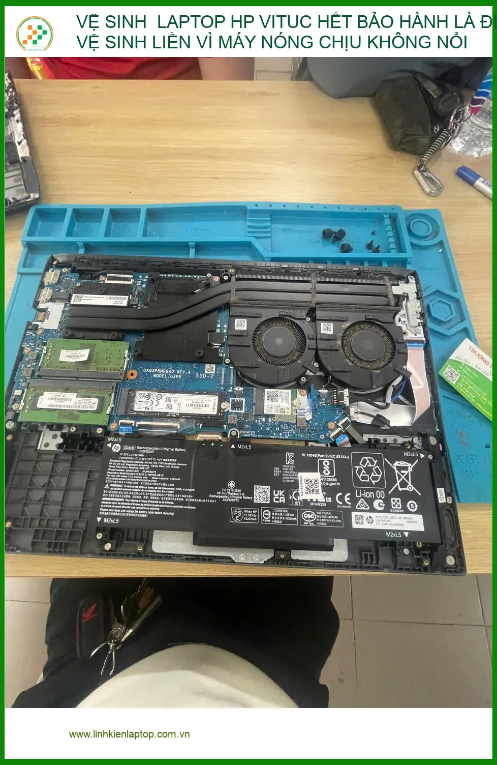 Anh Duy kỹ sư cần vệ sinh laptop HP Vituc nóng ran ở Quận Phú Nhuận ảnh thực tế 2