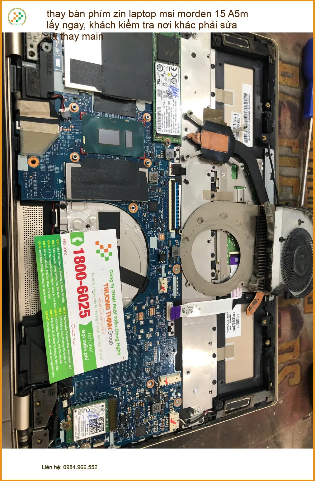 Chị Thảo ở Bình Thạnh tìm chỗ thay bàn phím zin laptop MSI Modern 15 A5M lấy ngay ảnh thực tế 1