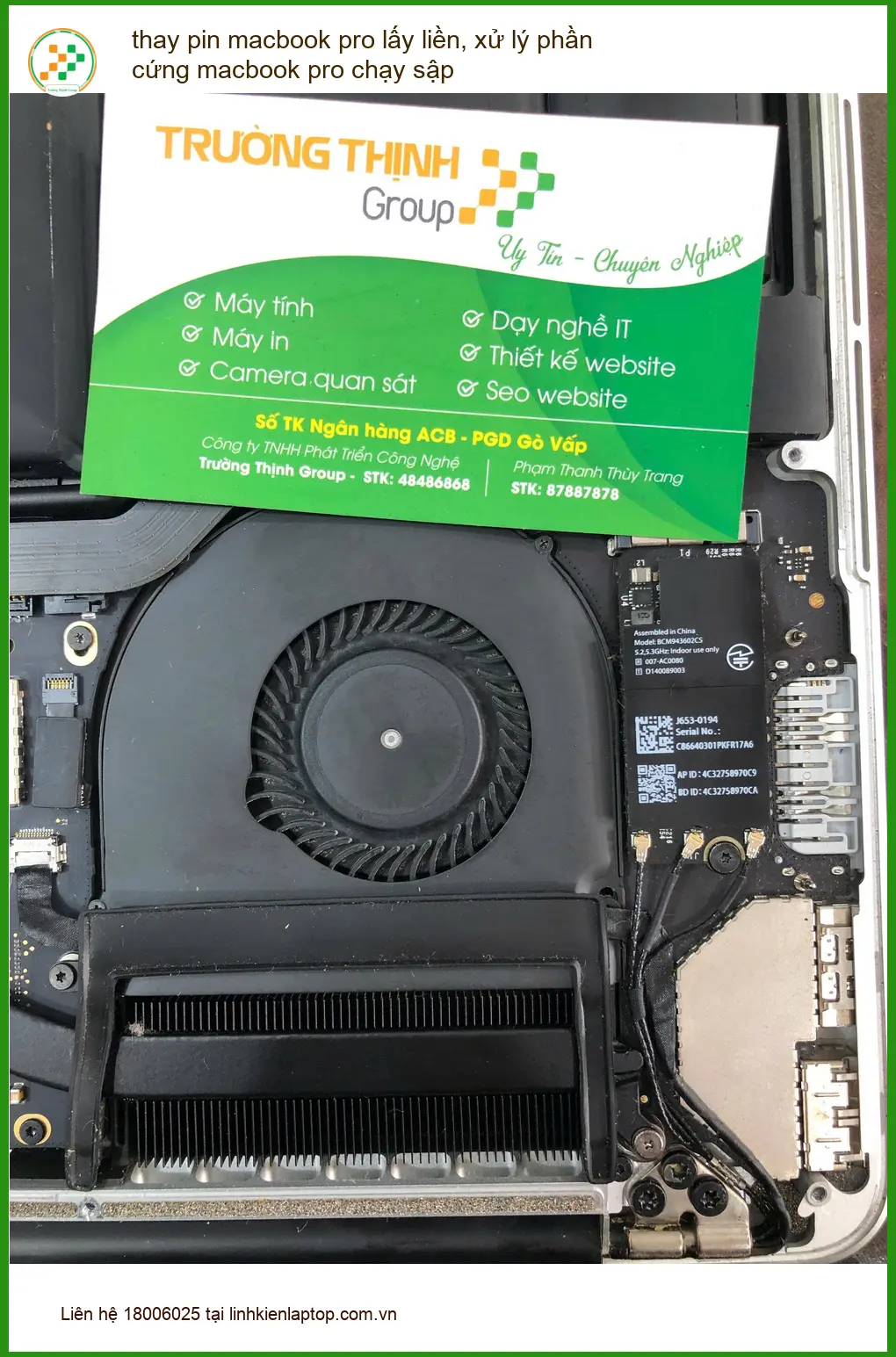 Anh Bảo nhân viên IT tìm tiệm thay pin macbook pro lấy liền, xử lý chạy sập Quận Bình Thạnh ảnh thực tế 1