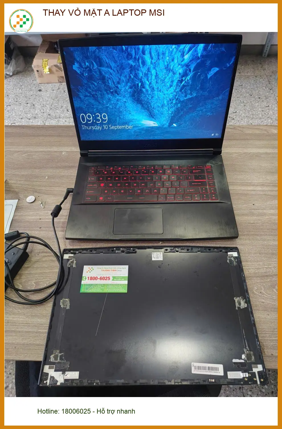 Chú Hùng, kiến trúc sư Quận 7, review dịch vụ thay vỏ mặt A laptop MSI lấy ngay ảnh thực tế 1